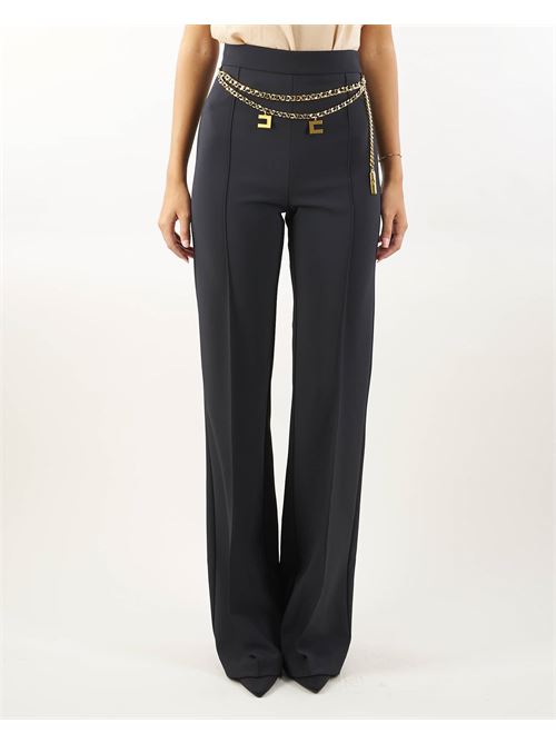 Palazzo trousers in stretch crêpe fabric with belt Elisabetta Franchi ELISABETTA FRANCHI | Pants | PAT3546E2110